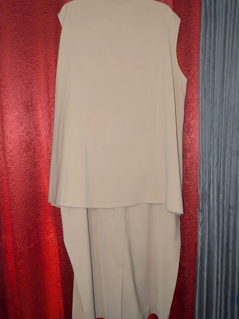 Elegant Beige Women's 3pc Skirt Suit with Embellished Trim